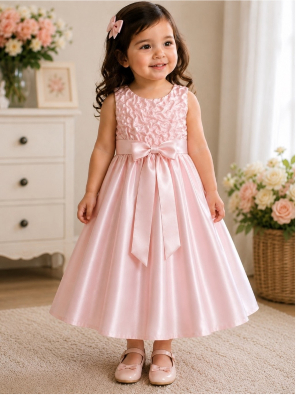 NEW Sugar Plum Boutique Pink Satin Party Dress Toddler Size 2T NWT